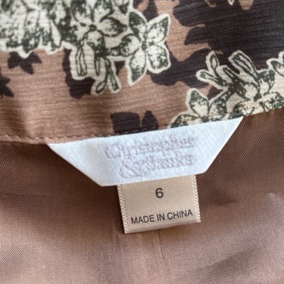 Christopher & Banks Midi Skirt Size 6 Floral Pattern A-Line Side Zip w/Liner - Picture 5 of 8